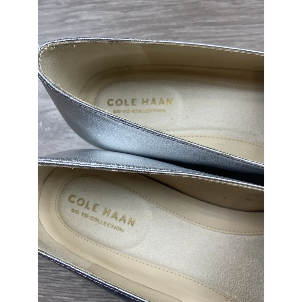 Cole Haan Women's Slip On Metallic Penny Loafers Silver Size 9B - Picture 6 of 9